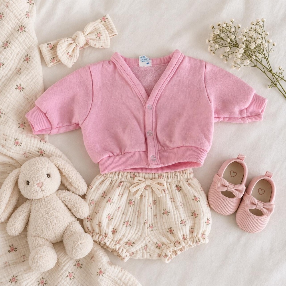 60s Vintage pink baby snap front cardigan size 3 to 6 months